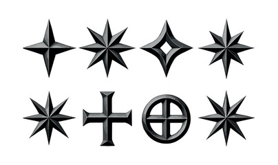 Star and shape collection, flat vector illustration, geometric, abstract design