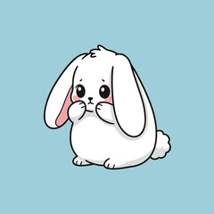 Cute white bunny with big eyes illustration.