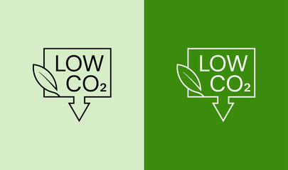 Low CO₂ Green Energy Icon. Low CO₂ Emission Badge. Low Carbon Eco Label.