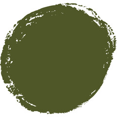 Textured dry brush circle, grungy round background shape.