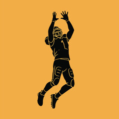 Football player reaching for the ball.