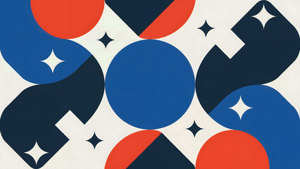 Obraz premium Modern Abstract Geometric Pattern with Bold Shapes and Colorful Symmetry