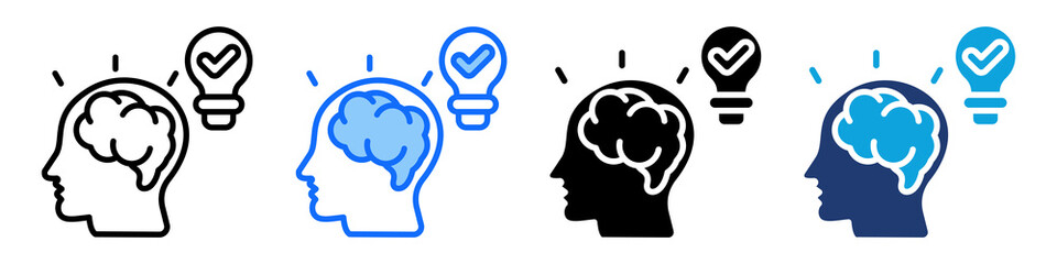 Mental Clarity Icon Set Multi Style Vector Illustration