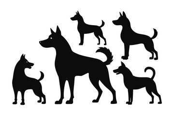 Dog collection set silhouette vector, Dog black symbol
