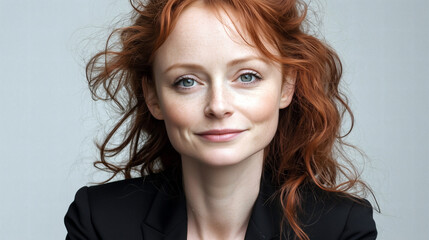 Fototapeta premium Portrait of confident professional redhead woman in studio