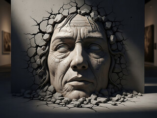 La aparici&oacute;n din&aacute;mica de las estatuas, el efecto de romper las piedras y las profundas arrugas y expresiones faciales.