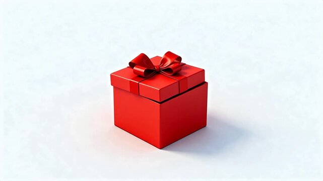 Open red gift box with bow