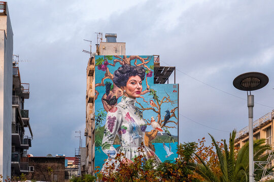 12-6-2025. Kalam&agrave;ta, Greece. Murales of Maria Callas.