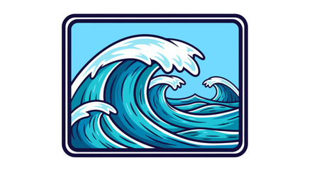 Obraz premium Oceanic Wave Crests In A Stylish, Distinctive, And Colorful Cartoon Design