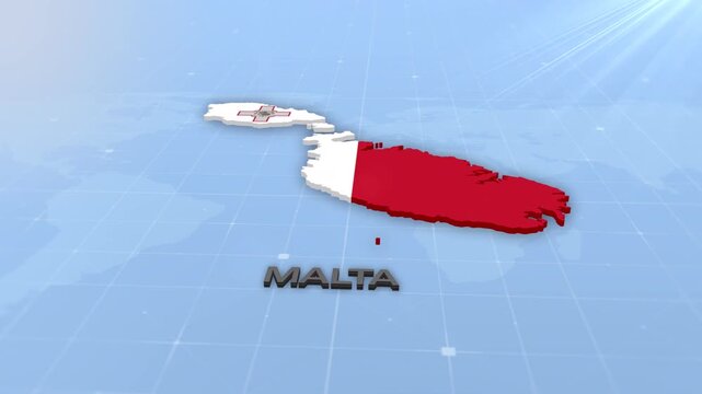 Malta Geographic Map and Flag Animated Motion Graphic Background | Malta Map Animation