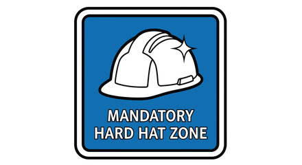 Fototapeta premium Mandatory Construction Safety Sign Illustrating Hard Hat Zone Warning Symbol