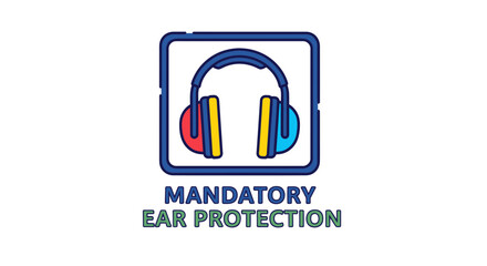 Mandatory Ear Protection Sign Emphasizing Safety And Protective Workplace Protocols