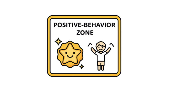 Positive Behavior Zone Symbol Illustrated With Child And Star On White Background