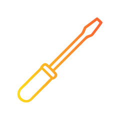 a flat gradient outline icon of a tools screwdriver for web and graphic design