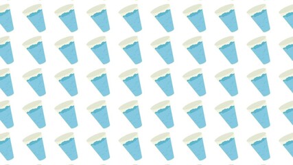 Pattern of light blue and white paper cups is perfect for party invitations, summer events, disposable products, and ecofriendly themes.
