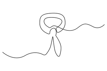 Continuous one line drawing of a scarf tied in a simple knot minimalist outline illustration
