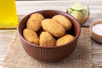 Bolinho de bacalhau or codfish balls, typical portuguese snack