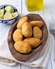 Bolinho de bacalhau or codfish balls, typical portuguese snack