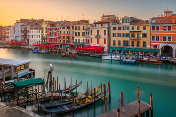 Venice, Italy overlooking boats and gondolas in the Grand Canal © SeanPavonePhoto