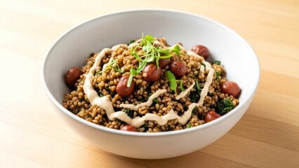Delicious Grain Bowl with Roasted Tomatoes, Greens, and Creamy S