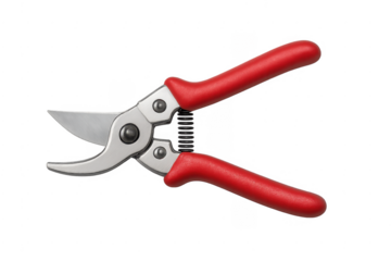 Hand pruning shears with red handle for gardening
