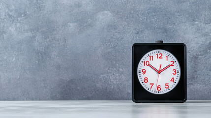 Classic square digital clock with red numbers on gray background, perfect for modern decor and timekeeping