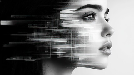 Woman's face, digital overlay