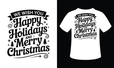 Festive christmas t shirt design with holiday elements and typography