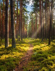 Obraz premium Sunlit forest path (1)