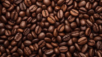 Obraz premium 背景素材 敷き詰められたリアルなコーヒー豆 Background Piled up Realistic Coffee beans （Generative AI）