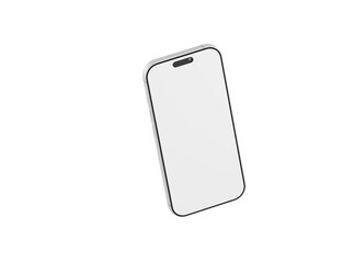 Stylish mobile phone with a clean white display against a pristine white backdrop, perfect for showcasing app d