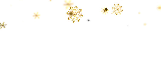 Elegant image of golden snowflakes on a clean white backdrop, perfect for winter, Christmas, New Year designs. Versatile for festive decorations