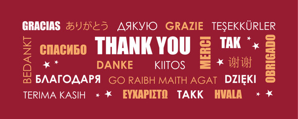 thank you text in different languages vector illustration