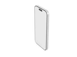 Clean, isolated view of a smartphone, showcasing its sleek design and blank screen for mockups and presentation