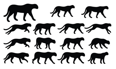 Fototapeta premium Cheetah silhouette sequence animation on isolated background.