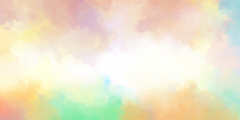 Abstract colorful watercolor background with pastel pink and orange clouds featuring a bokeh light texture and vintage grunge pattern. blurred, yellow, fire, rainbow, color, cloud, sun