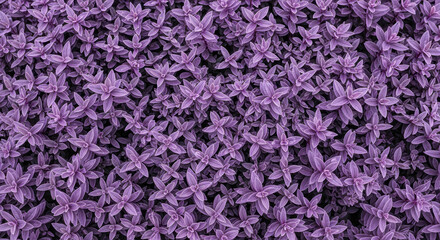 Dense carpet of small purple foliage forming symmetrical textured background for botanical design and natural wellness concepts