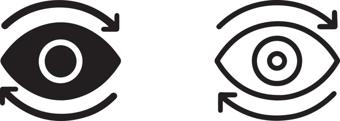 Pair of stylized eyes with directional arrows representing choice or direction
