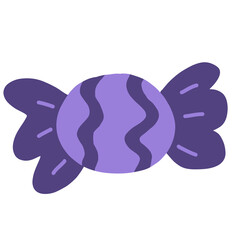 Cute Halloween candy illustration in playful purple tones, perfect for holiday designs, children's graphics, party decorations, stickers, and fun spooky-themed artwork.