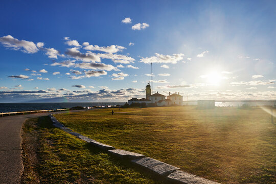 The Beavertail Lighthouse, built in 1856, Beavertail State Park, Jamestown, Rhode Island, New England