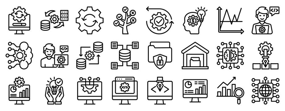 Web Programming Icon Set Collection Outline Style. Vector illustration.