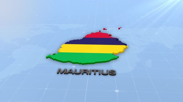 Mauritius Geographic Map and Flag Animated Motion Graphic Background | Mauritius Map Animation