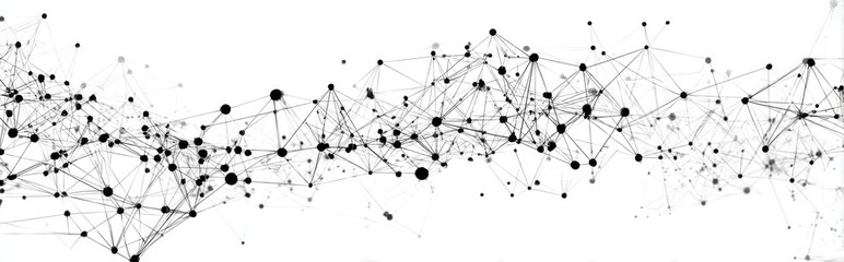 Abstract network of connected nodes and lines in shades of gray on white