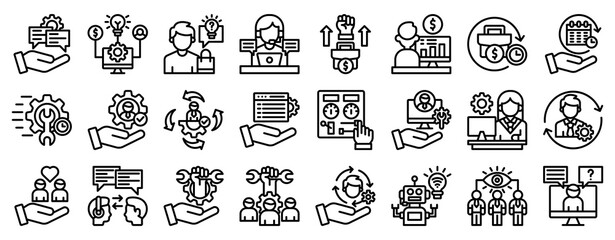 Operational Support Icon Set Collection Outline Style. Vector illustration.
