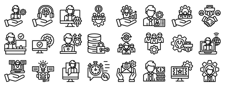 Busines Suport Icon Set Collection Outline Style. Vector illustration.