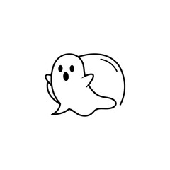 Obraz premium Simple outline drawing of a cartoon ghost with wide eyes and open mouth, isolated on white background. isolated on transparent background
