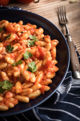 Cavatelli pasta with fresh tomato sauce.