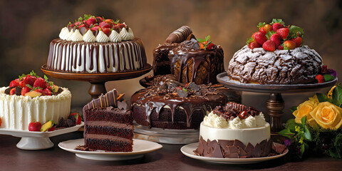 Sweet Celebration: A Symphony of Cakes, ai generated.