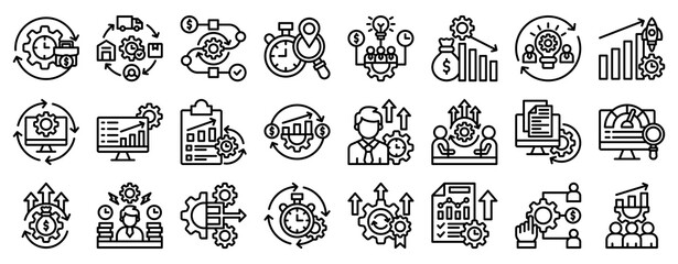 Busines Efiency Icon Set Collection Outline Style. Vector illustration.