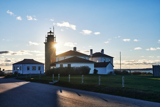 The Beavertail Lighthouse, built in 1856, Beavertail State Park, Jamestown, Rhode Island, New England
